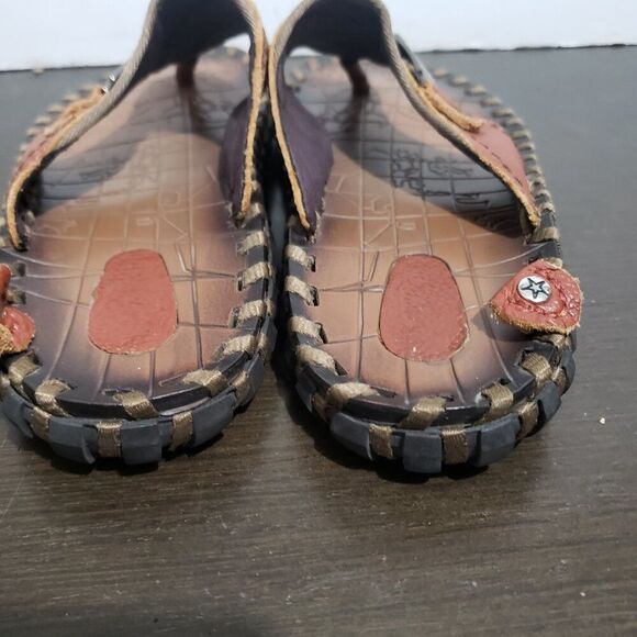 Brown Camel Leather Men Anti-Slip Flat Flip-Flop Sandals 42/9 main image 7